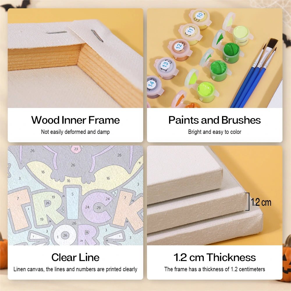 Paint by Numbers – 6 Mini Paintings | Hocus Pocus Comic Lettering Set