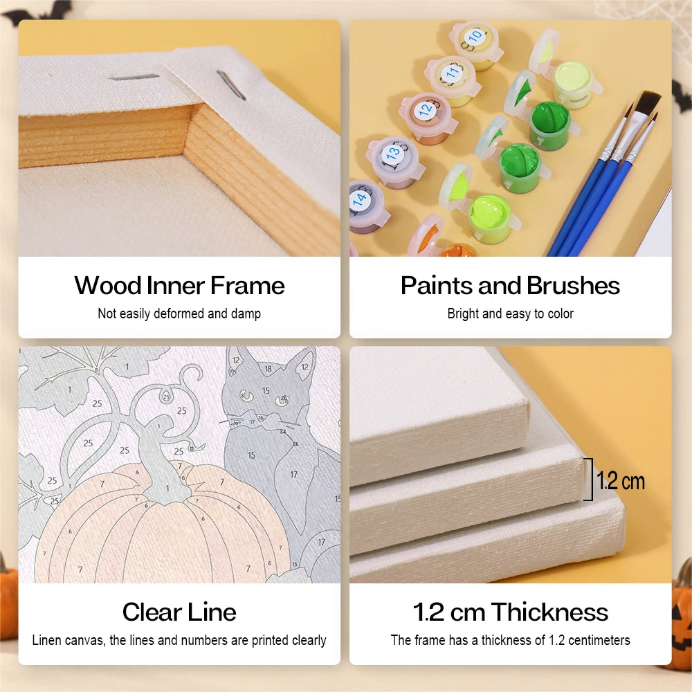 Paint by Numbers – 6 Mini Paintings | Italian Botanical Halloween Posters Set