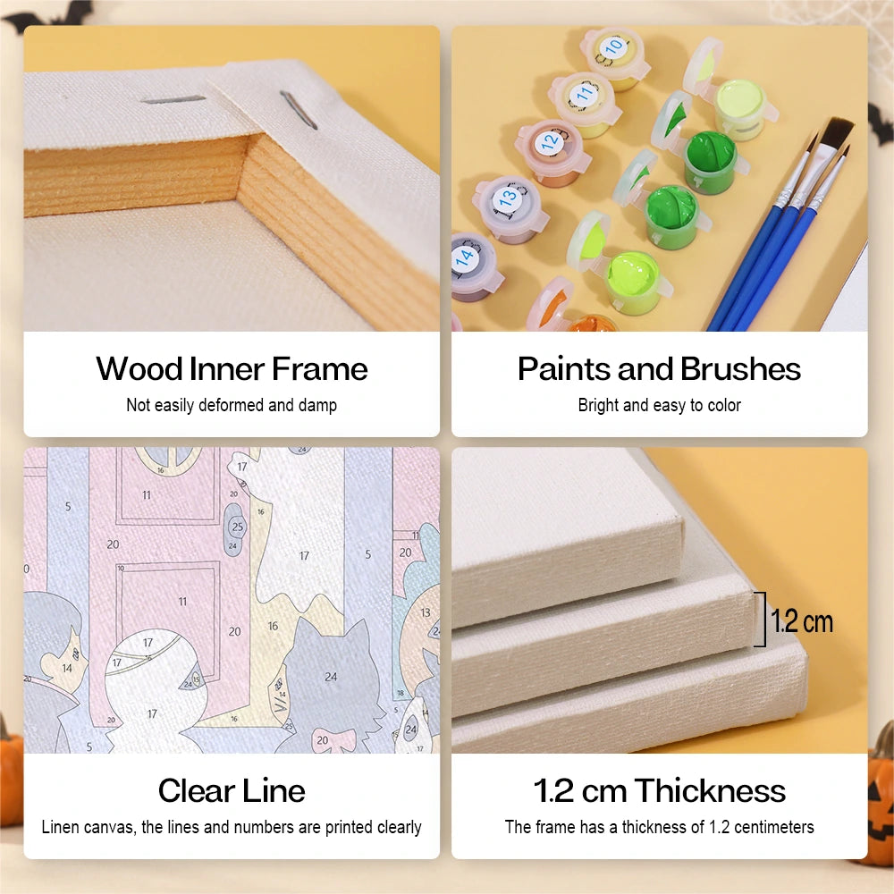 Paint by Numbers – 6 Mini Paintings | Monster Mansion Night Set