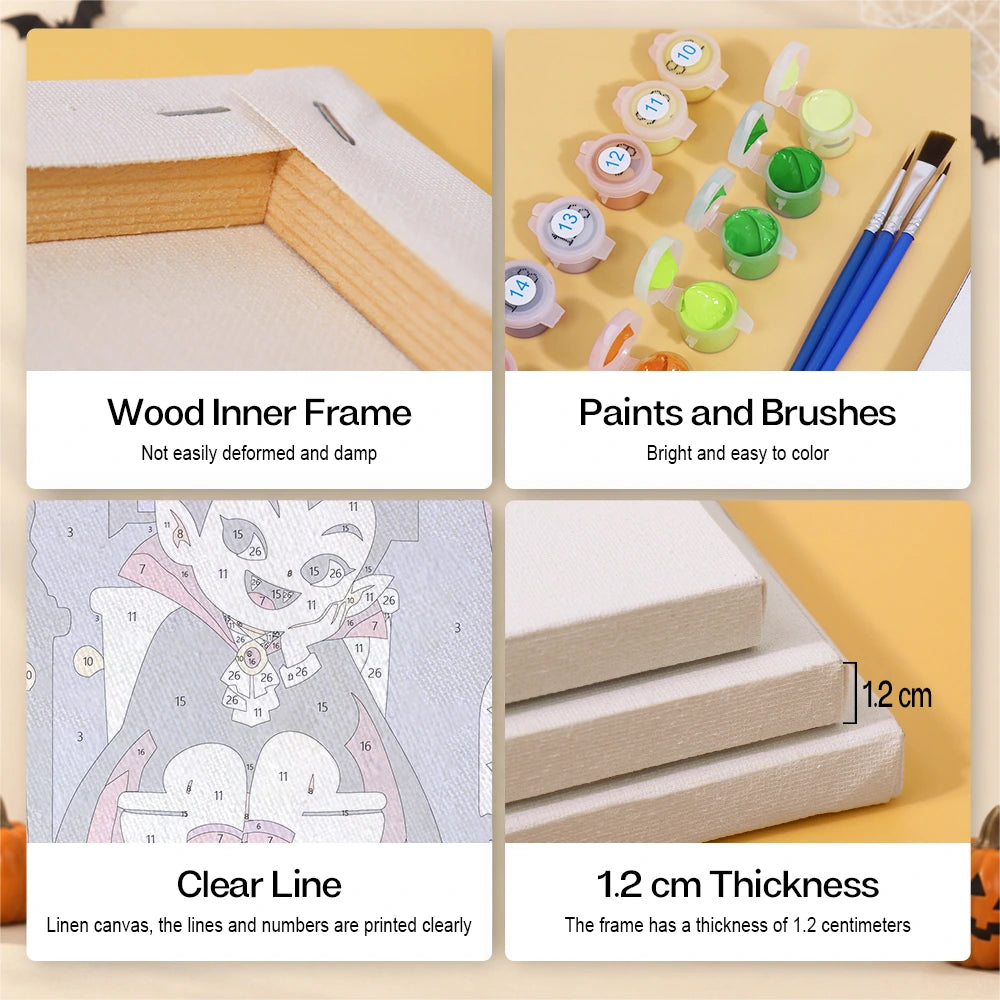 Paint by Numbers – 6 Mini Paintings | Monsters in the Bathroom Set