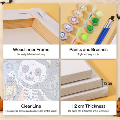 Paint by Numbers – 6 Mini Paintings | Neon Graveyard Characters Set