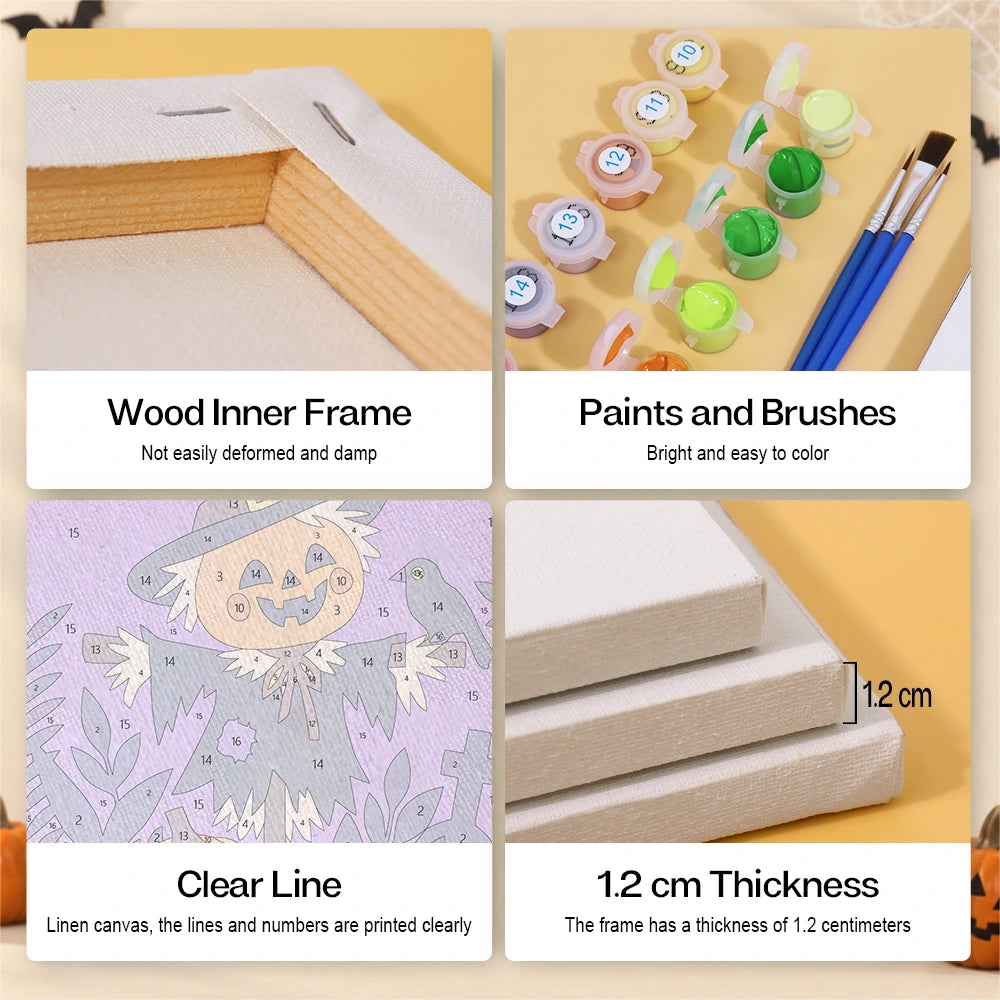 Paint by Numbers – 6 Mini Paintings | Purple Halloween Lettering Set