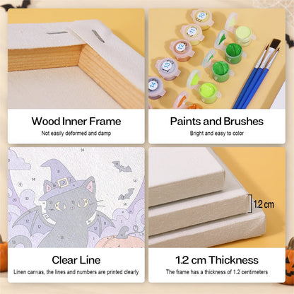 Paint by Numbers – 6 Mini Paintings | Purple Haunted Night Set