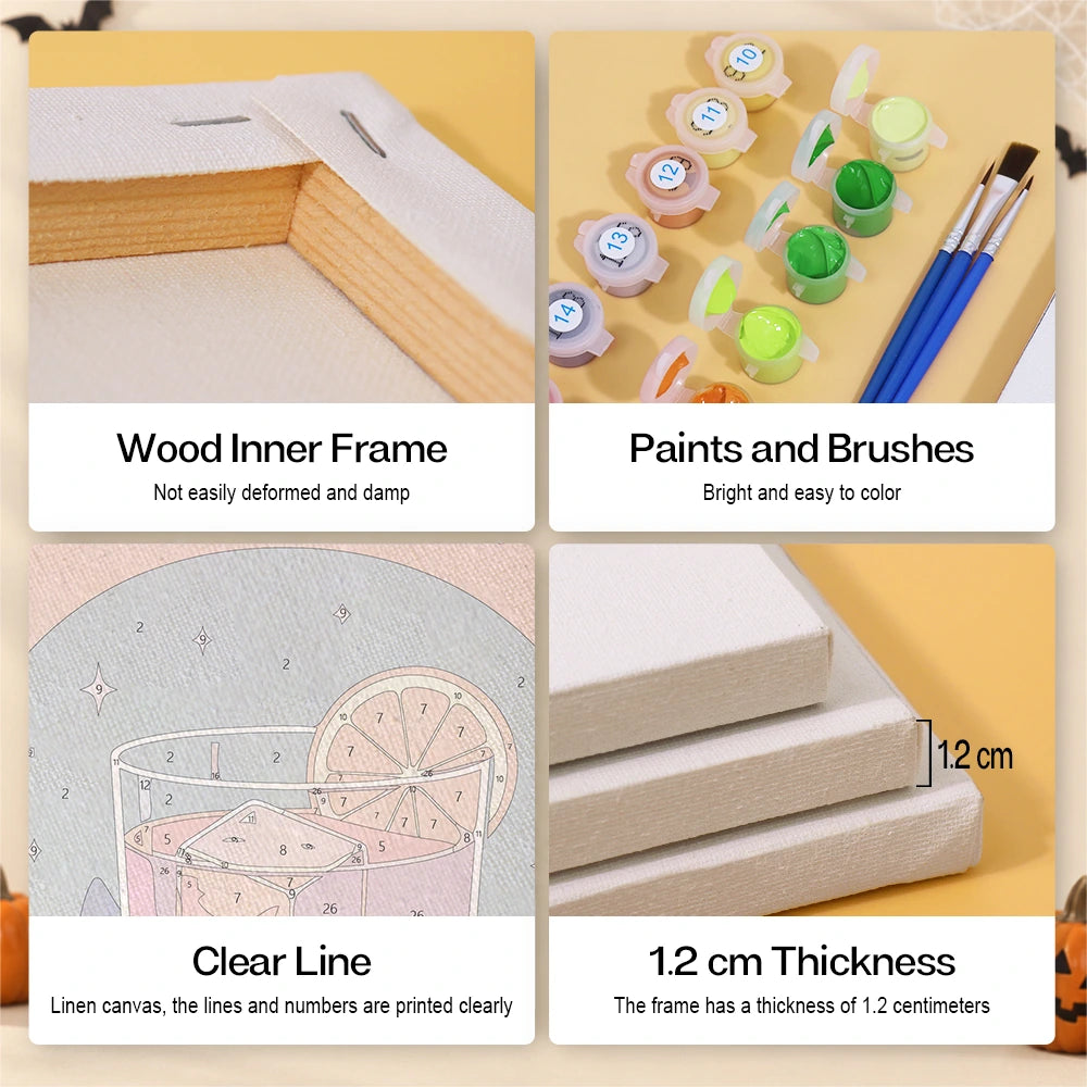 Paint by Numbers – 6 Mini Paintings | Spooky Cocktail Posters Set