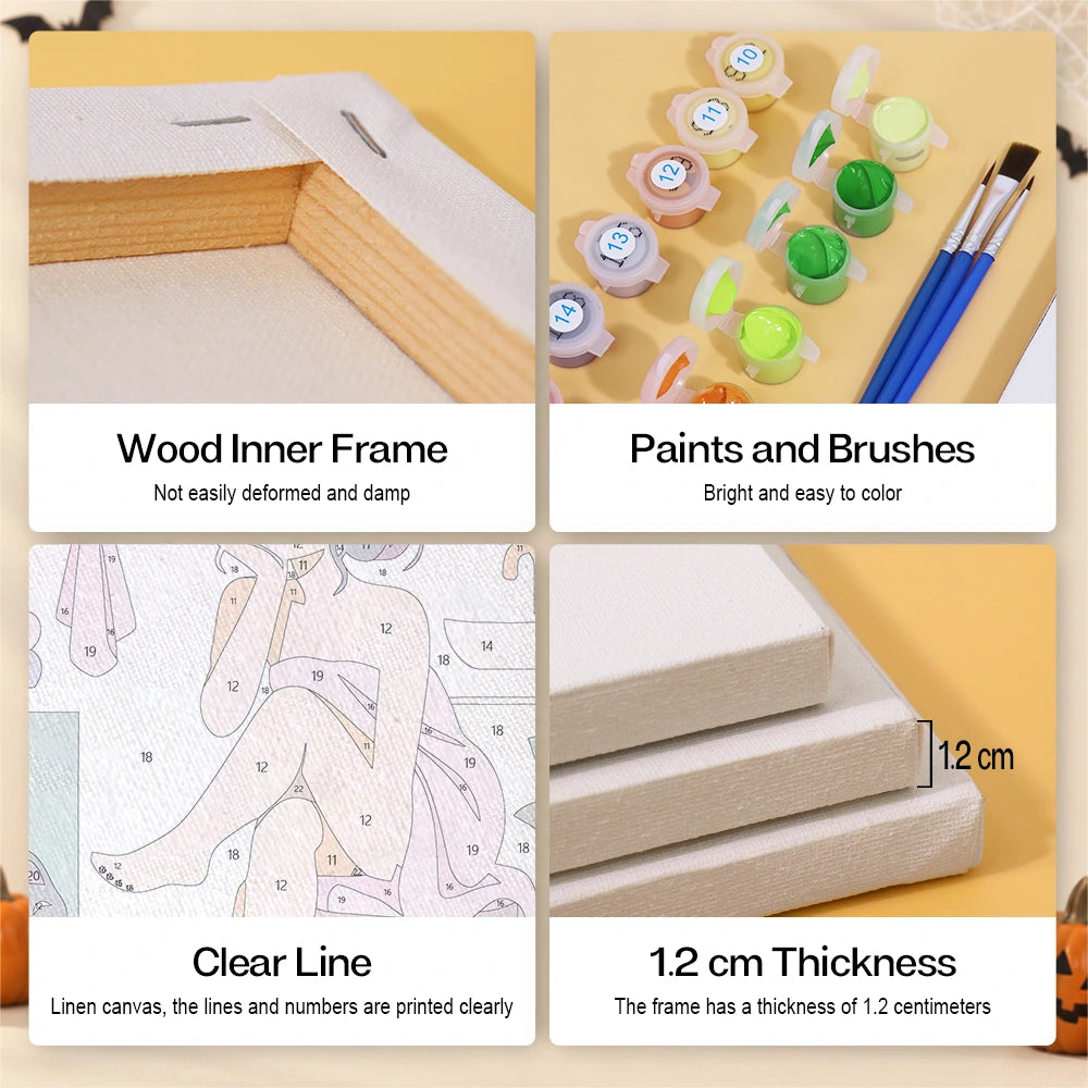 Paint by Numbers – 6 Mini Paintings | Spooky Spa Day Set