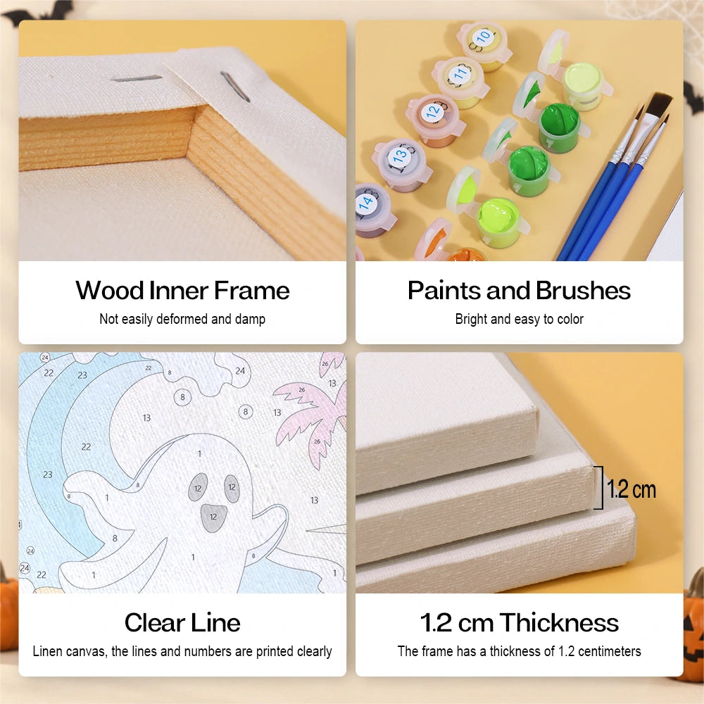 Paint by Numbers – 6 Mini Paintings | Spooky Summer Beach Days Set