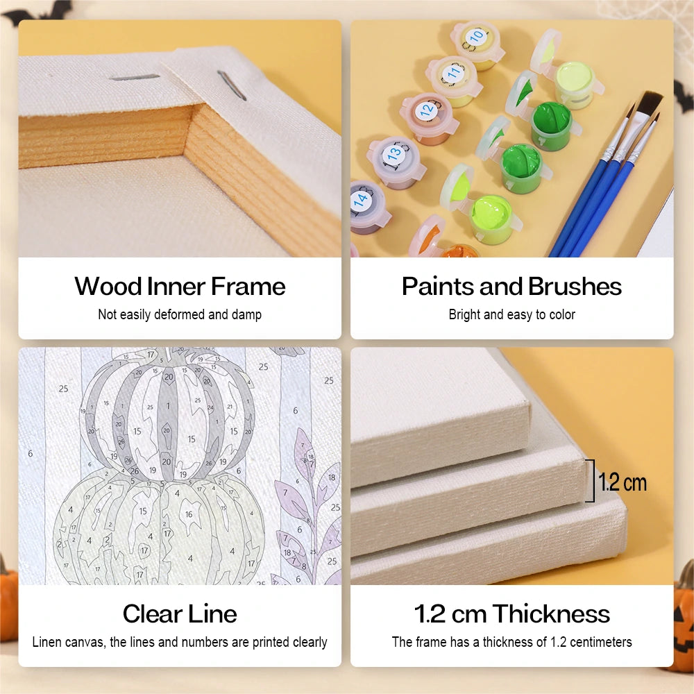 Paint by Numbers – 6 Mini Paintings | Striped Witchy Halloween Set