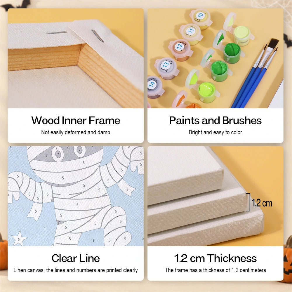 Paint by Numbers – 6 Mini Paintings | Trick or Treat Party Posters Set