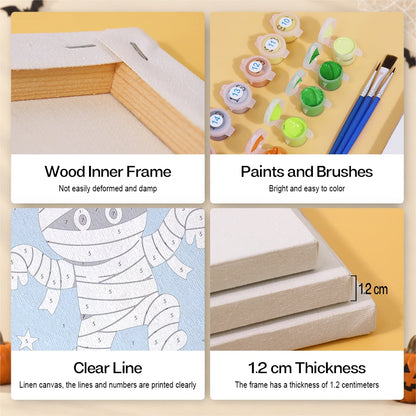 Paint by Numbers – 6 Mini Paintings | Trick or Treat Party Posters Set