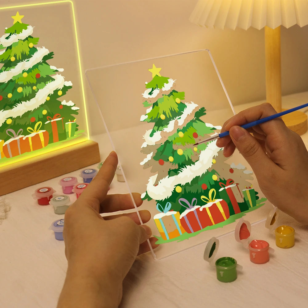 Paint by Numbers - Christmas Light | Snow-Covered Tree with Presents
