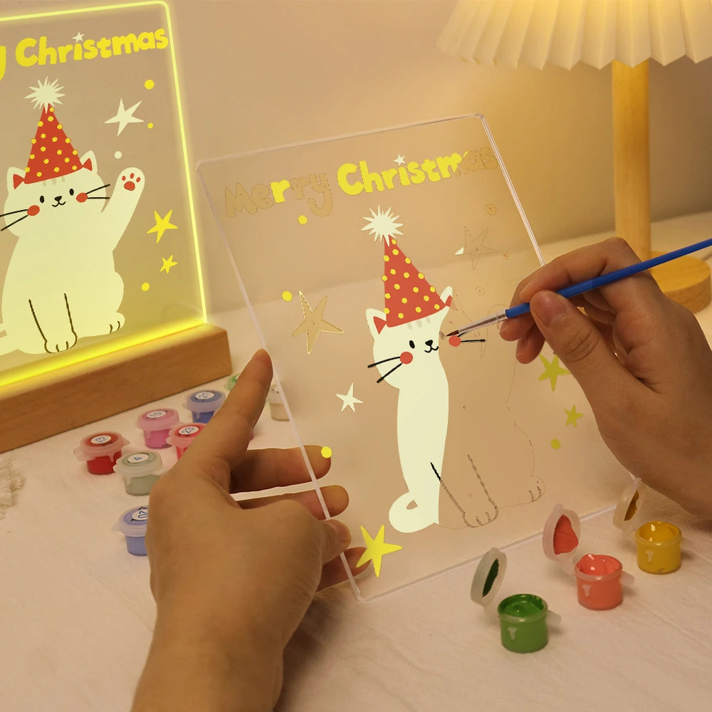 Paint by Numbers - Christmas Light | White Cat in a Party Hat
