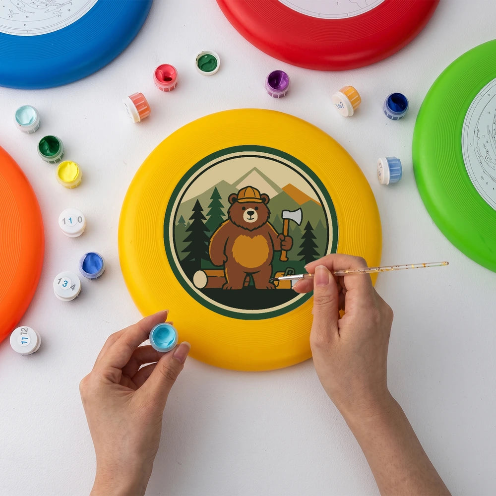 Paint by Numbers - Frisbee | Camping Bear with an Axe