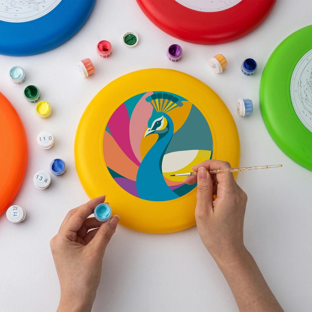 
Paint by Numbers - Frisbee | Colorful Peacock