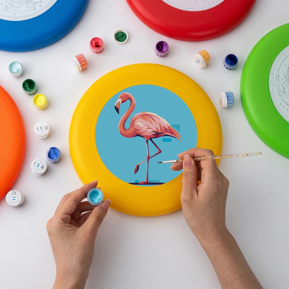 
Paint by Numbers - Frisbee | Flamingo on Blue