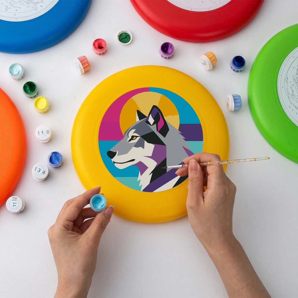 Paint by Numbers - Frisbee | Geometric Wolf Head