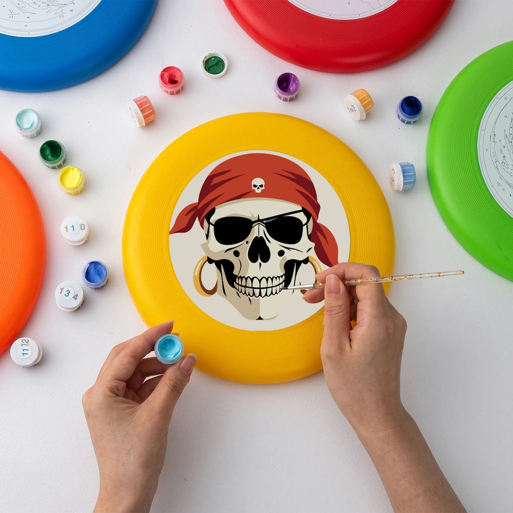 
Paint by Numbers - Frisbee | Pirate Skull in Red