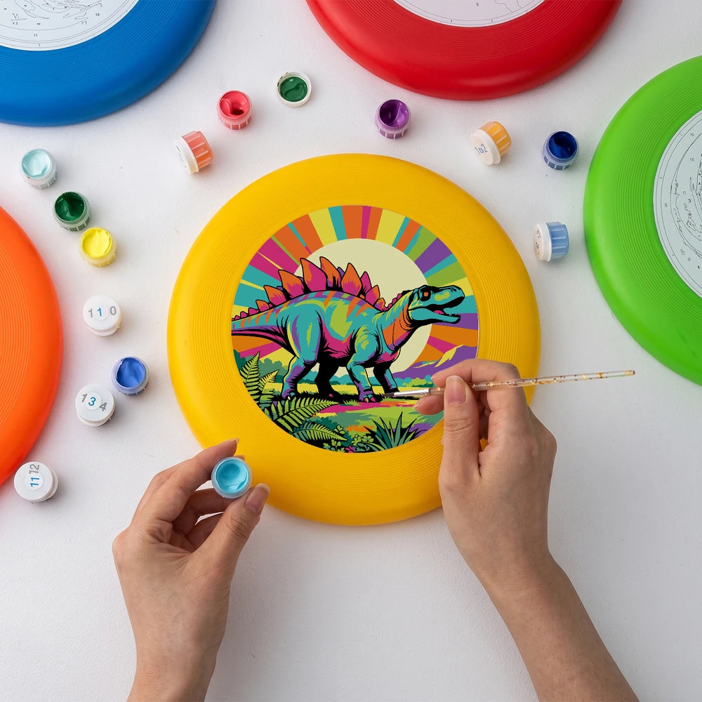 Paint by Numbers - Frisbee | Rainbow Stegosaurus