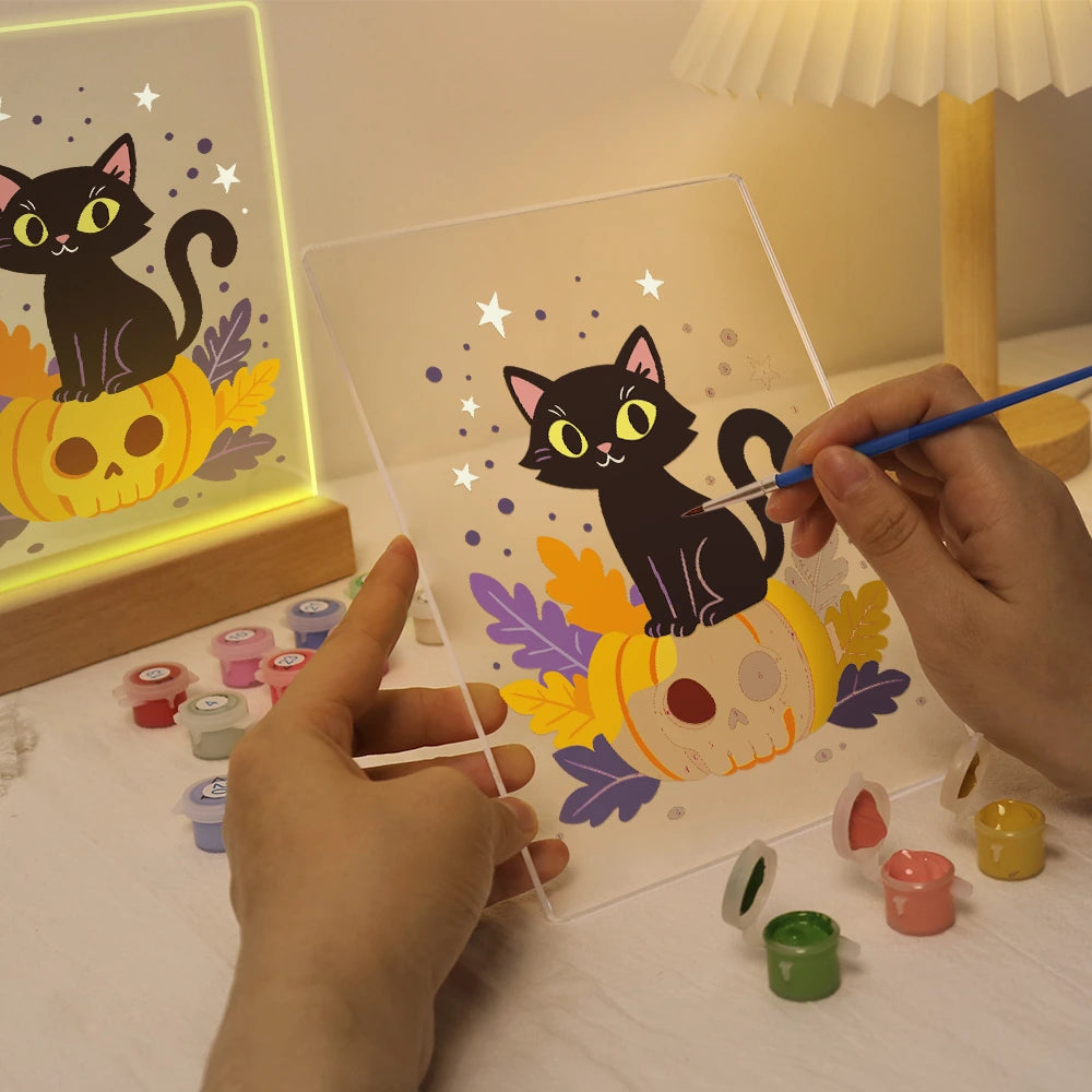 
Paint by Numbers - Halloween Light | Black Cat on a Pumpkin