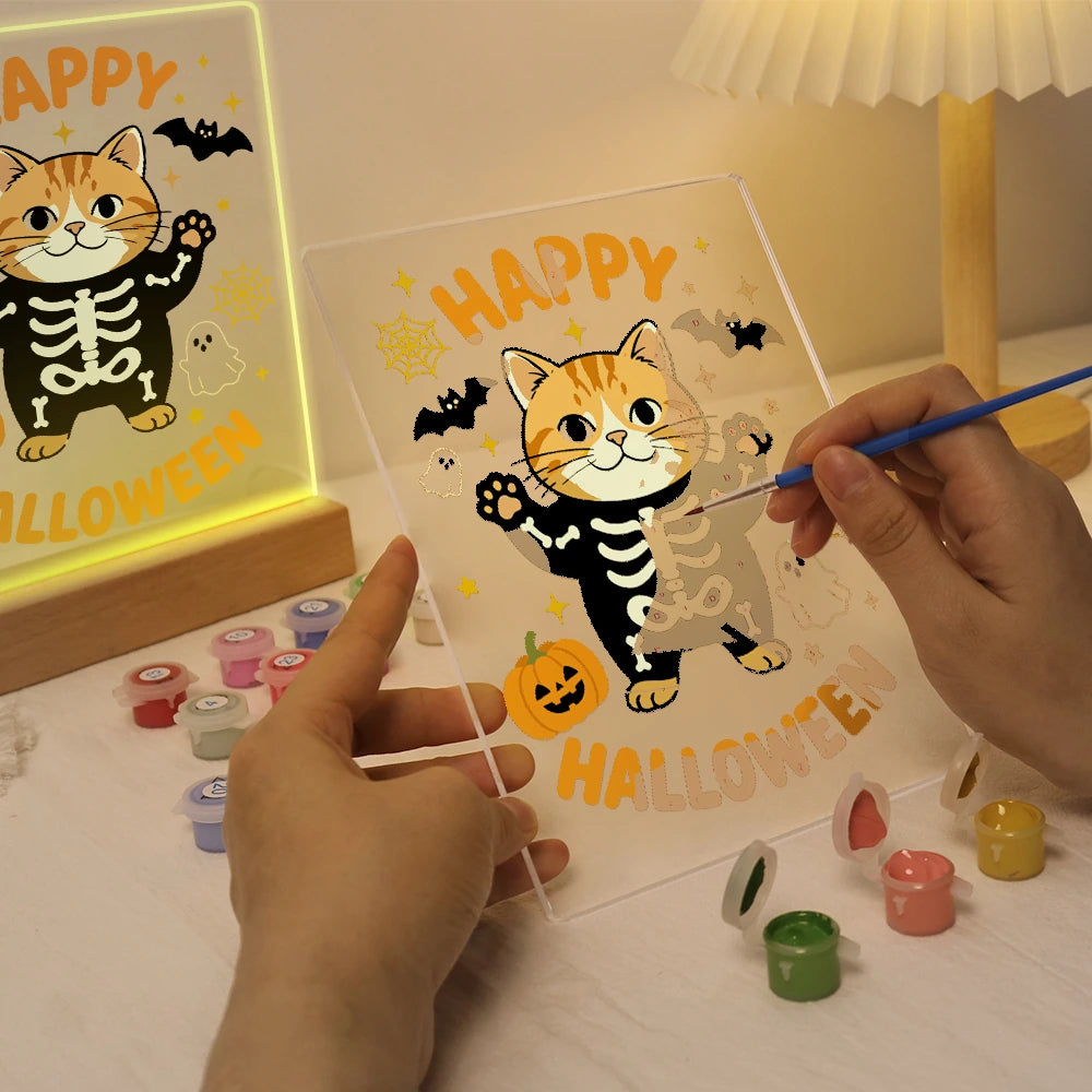 
Paint by Numbers - Halloween Light | Cat in a Skeleton Suit