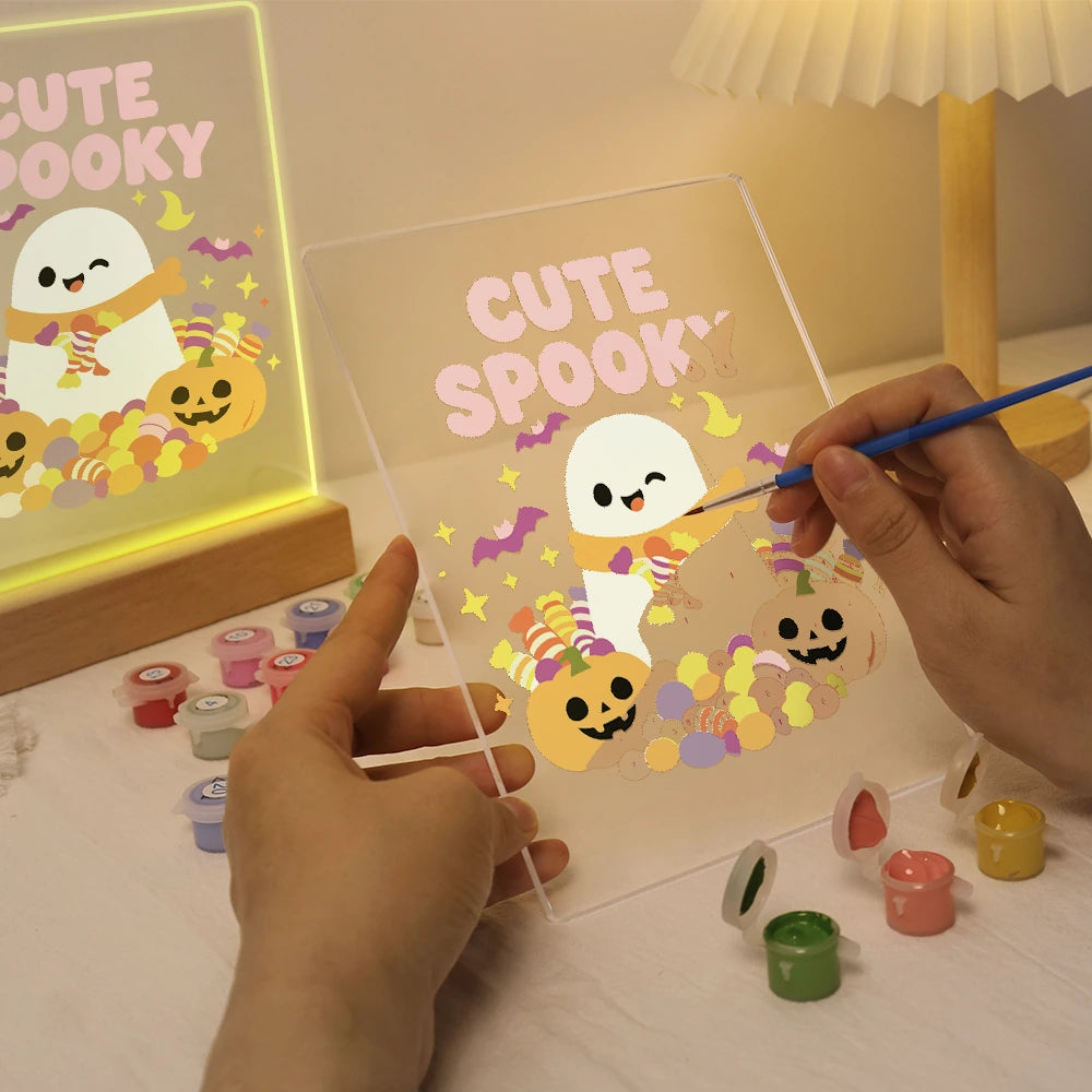 
Paint by Numbers - Halloween Light | Cute Spooky Ghost with Candy