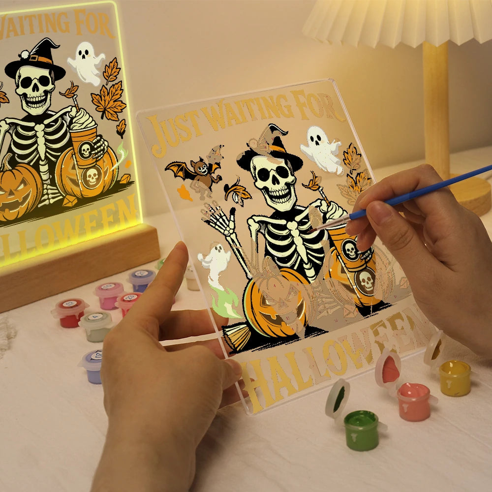 
Paint by Numbers - Halloween Light | Skeleton Waiting for Halloween