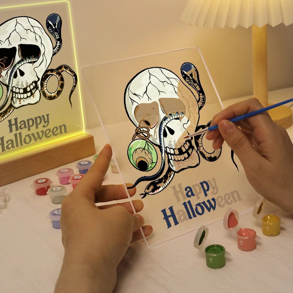 Paint by Numbers - Halloween Light | Skull with Snake and Eye