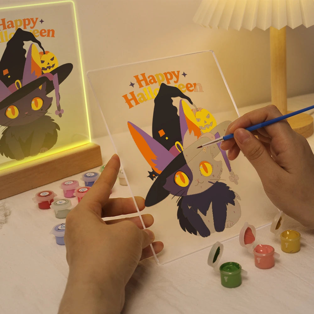 Paint by Numbers - Halloween Light | Witch Cat in a Big Hat