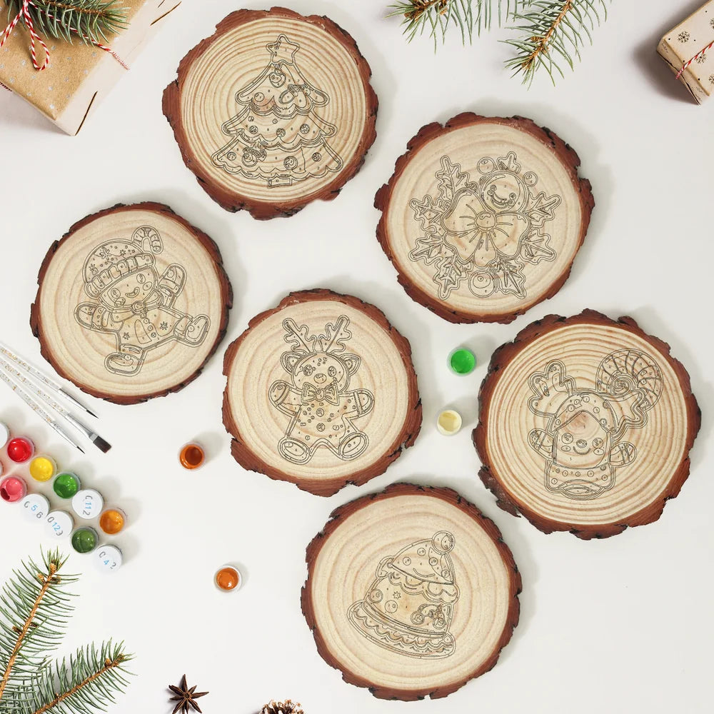 Paint by Numbers - Wood Slice | Gingerbread Reindeer