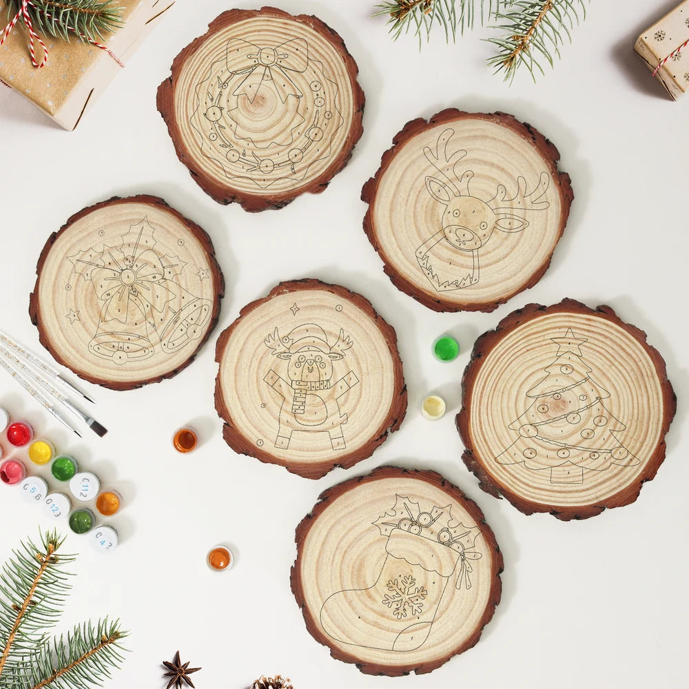 Paint by Numbers - Wood Slice | Reindeer in a Scarf