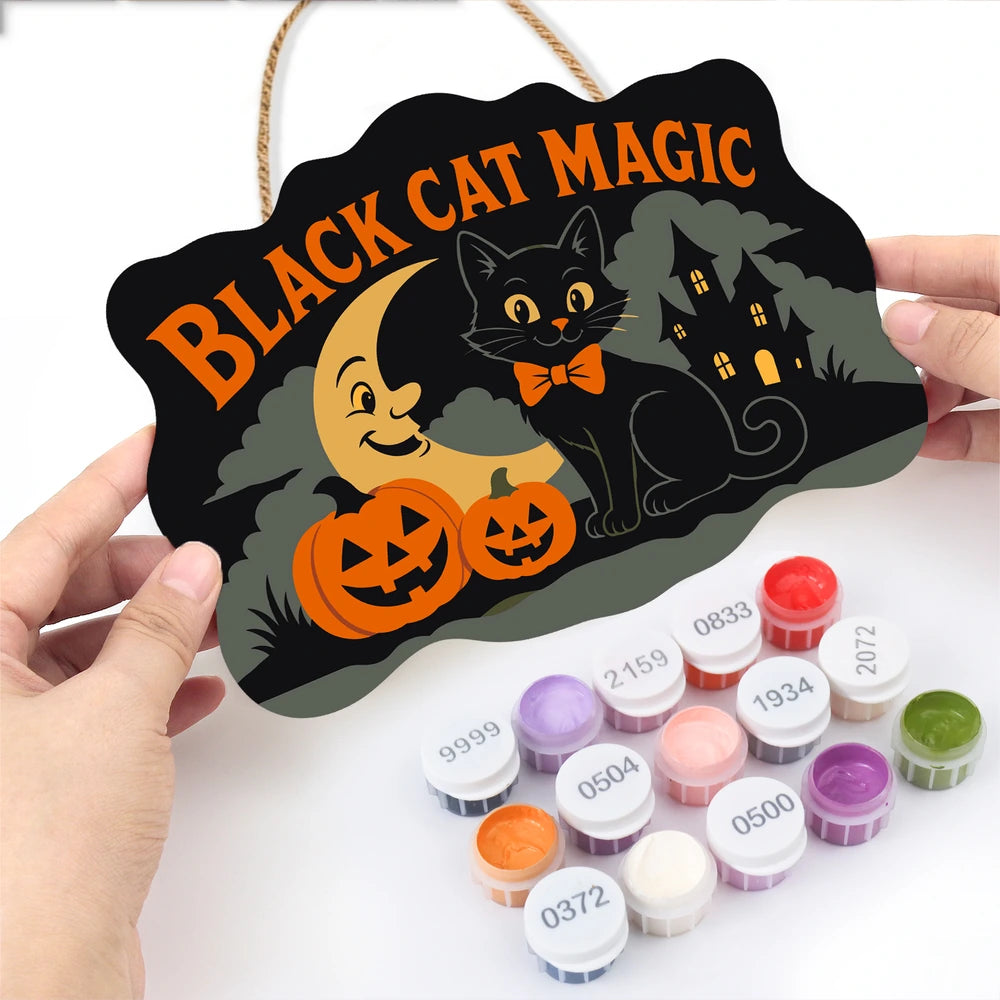 
Paint by Numbers - Wooden Door Hanger | Black Cat Magic
