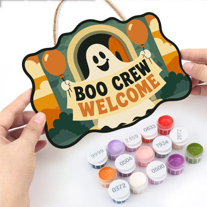 Paint by Numbers - Wooden Door Hanger | Boo Crew Welcome