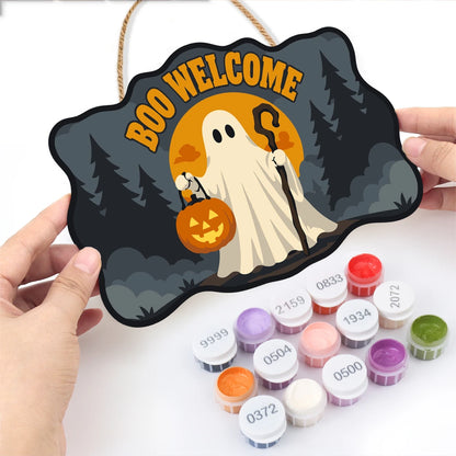 Paint by Numbers - Wooden Door Hanger | Boo Welcome Ghost