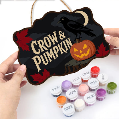 Paint by Numbers - Wooden Door Hanger | Crow and Pumpkin