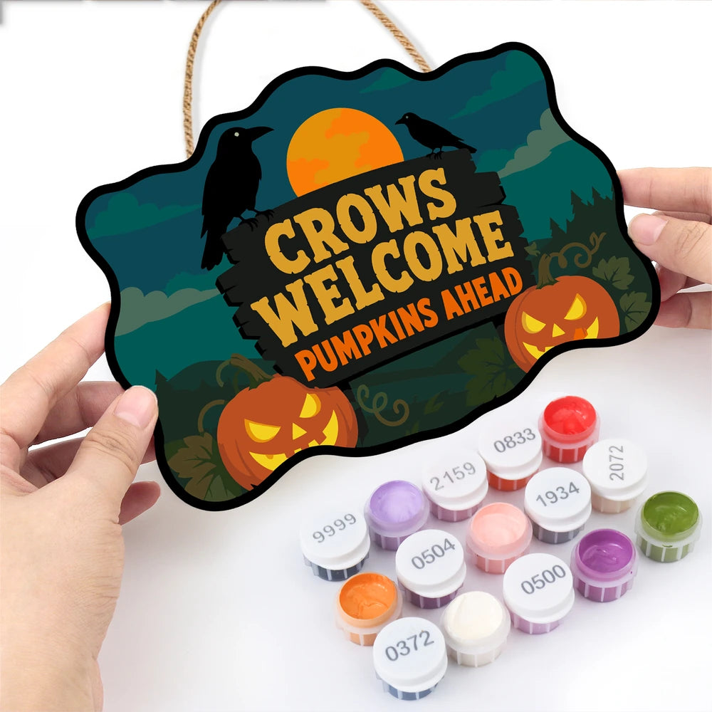 Paint by Numbers - Wooden Door Hanger | Crows Welcome