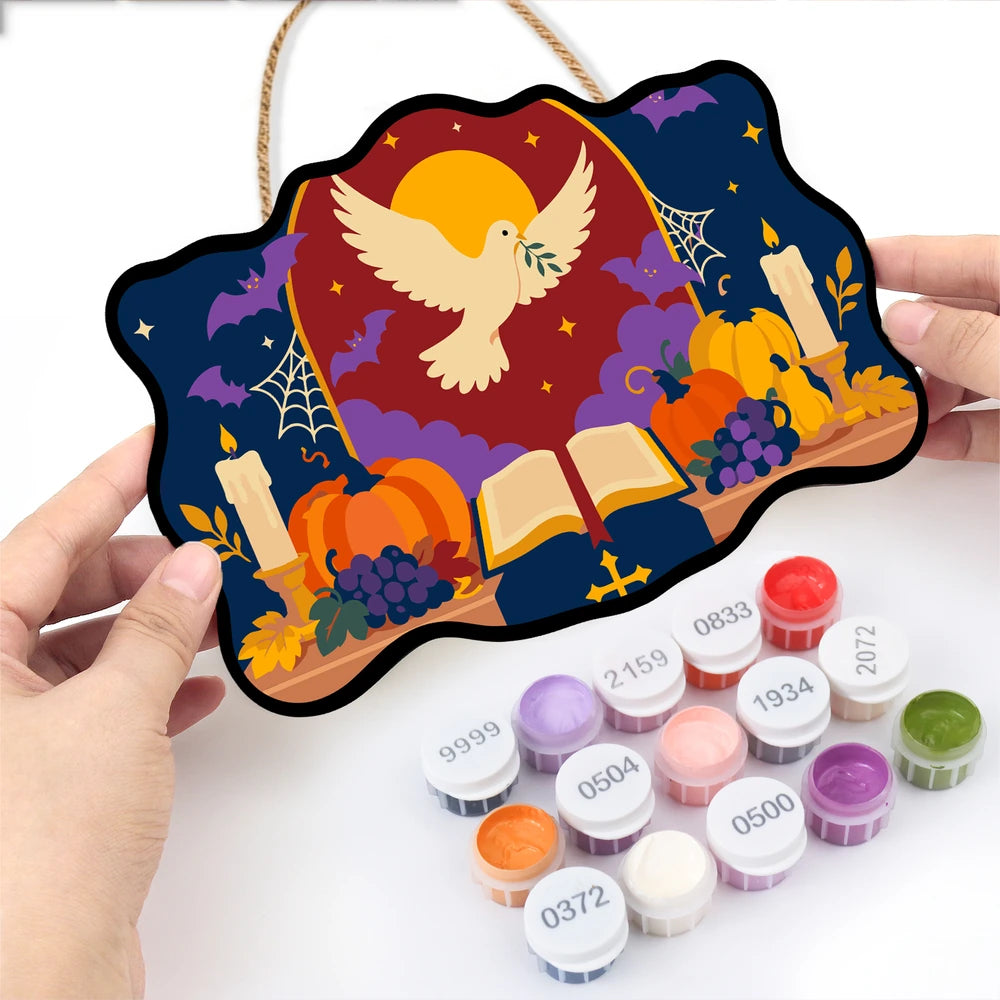 Paint by Numbers - Wooden Door Hanger | Dove Over the Harvest Bible