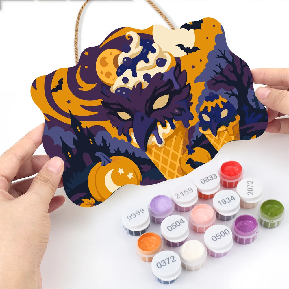 Paint by Numbers - Wooden Door Hanger | Dragon Ice Cream Night