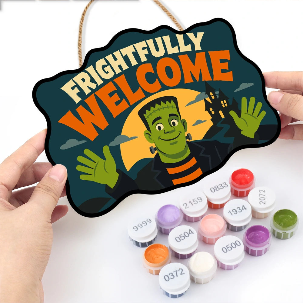 Paint by Numbers - Wooden Door Hanger | Frightfully Welcome