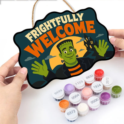 Paint by Numbers - Wooden Door Hanger | Frightfully Welcome