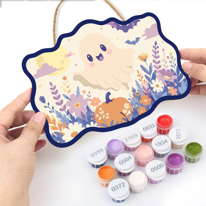 Paint by Numbers - Wooden Door Hanger | Ghost in a Flower Meadow
