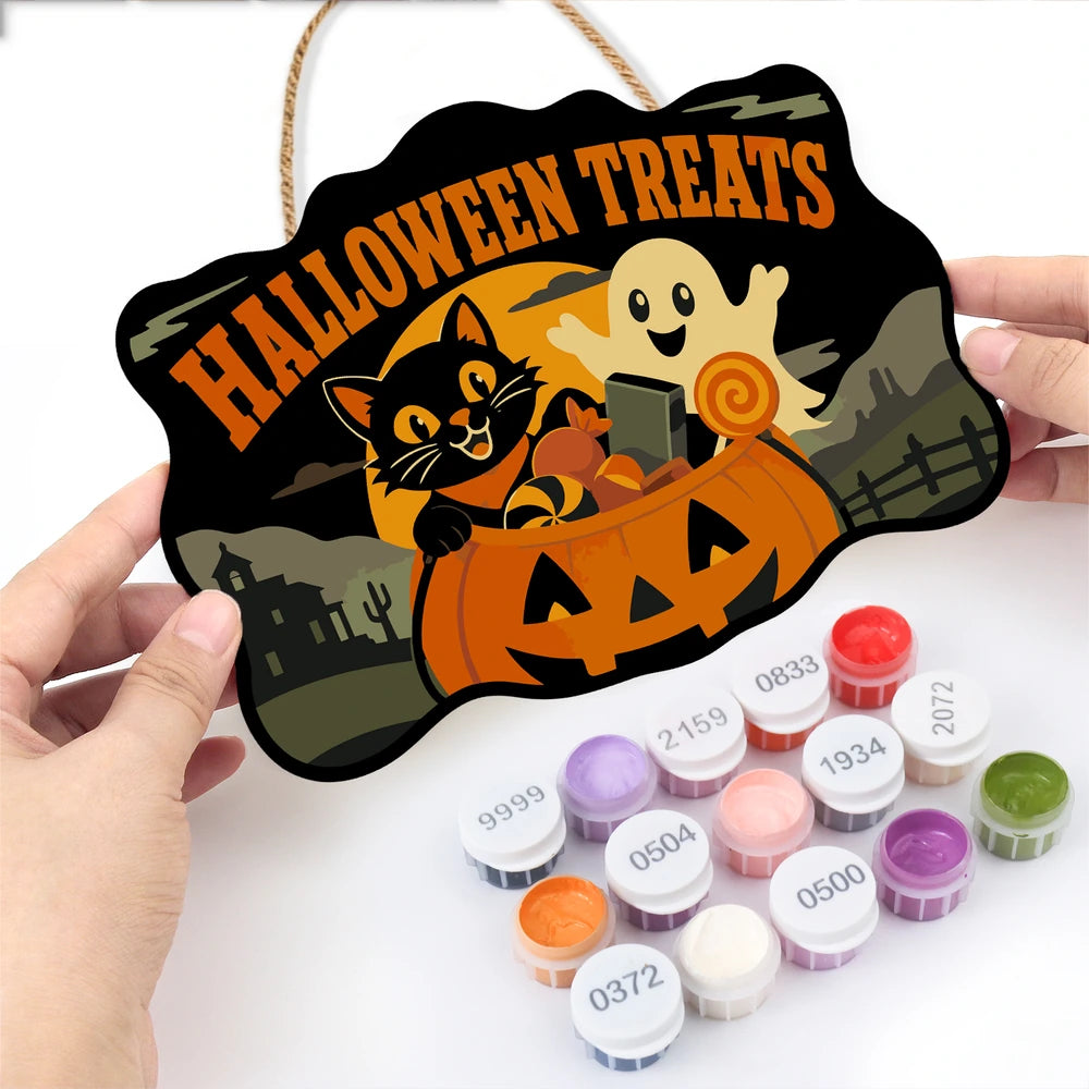 
Paint by Numbers - Wooden Door Hanger | Halloween Treats
