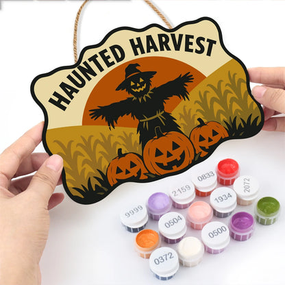 Paint by Numbers - Wooden Door Hanger | Haunted Harvest