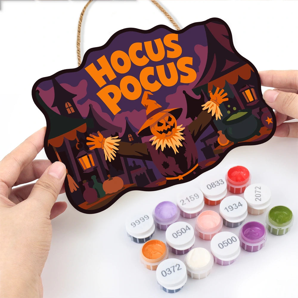 Paint by Numbers - Wooden Door Hanger | Hocus Pocus Haunted House