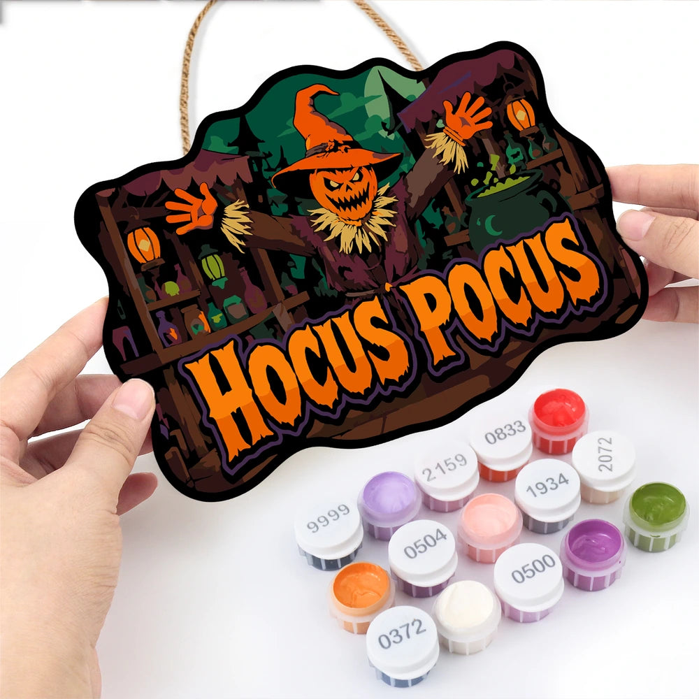 
Paint by Numbers - Wooden Door Hanger | Hocus Pocus Scarecrow