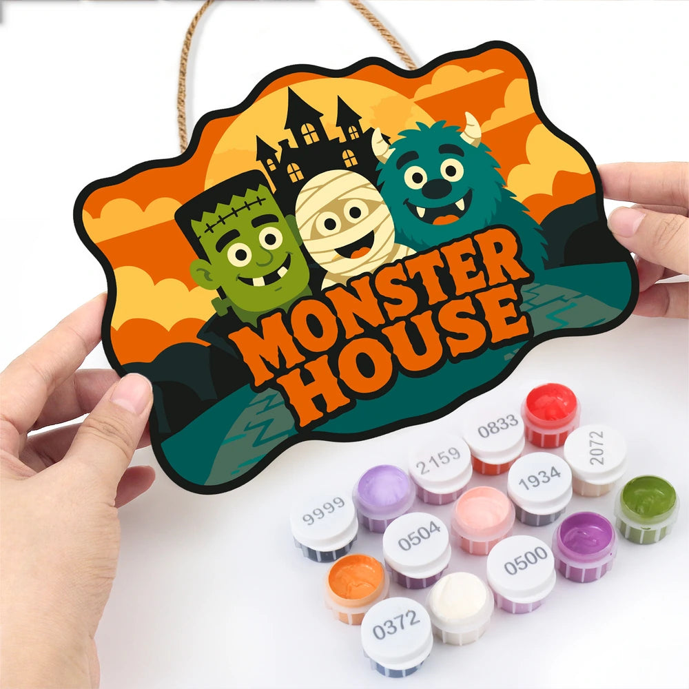 
Paint by Numbers - Wooden Door Hanger | Monster House