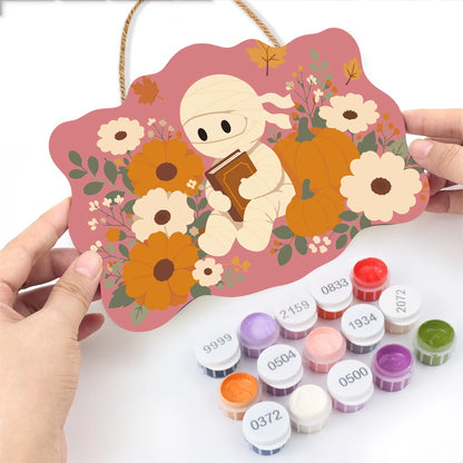 Paint by Numbers - Wooden Door Hanger | Mummy Reading Among Flowers