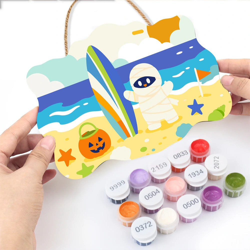 
Paint by Numbers - Wooden Door Hanger | Mummy at the Beach