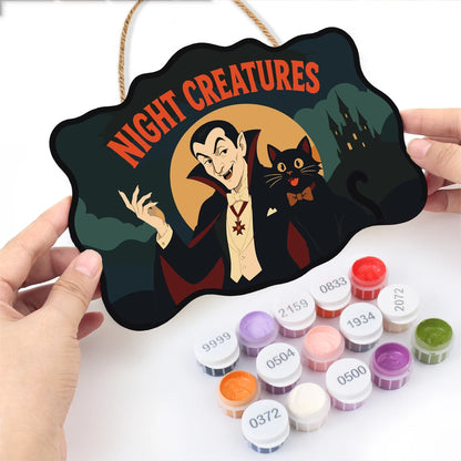 Paint by Numbers - Wooden Door Hanger | Night Creatures