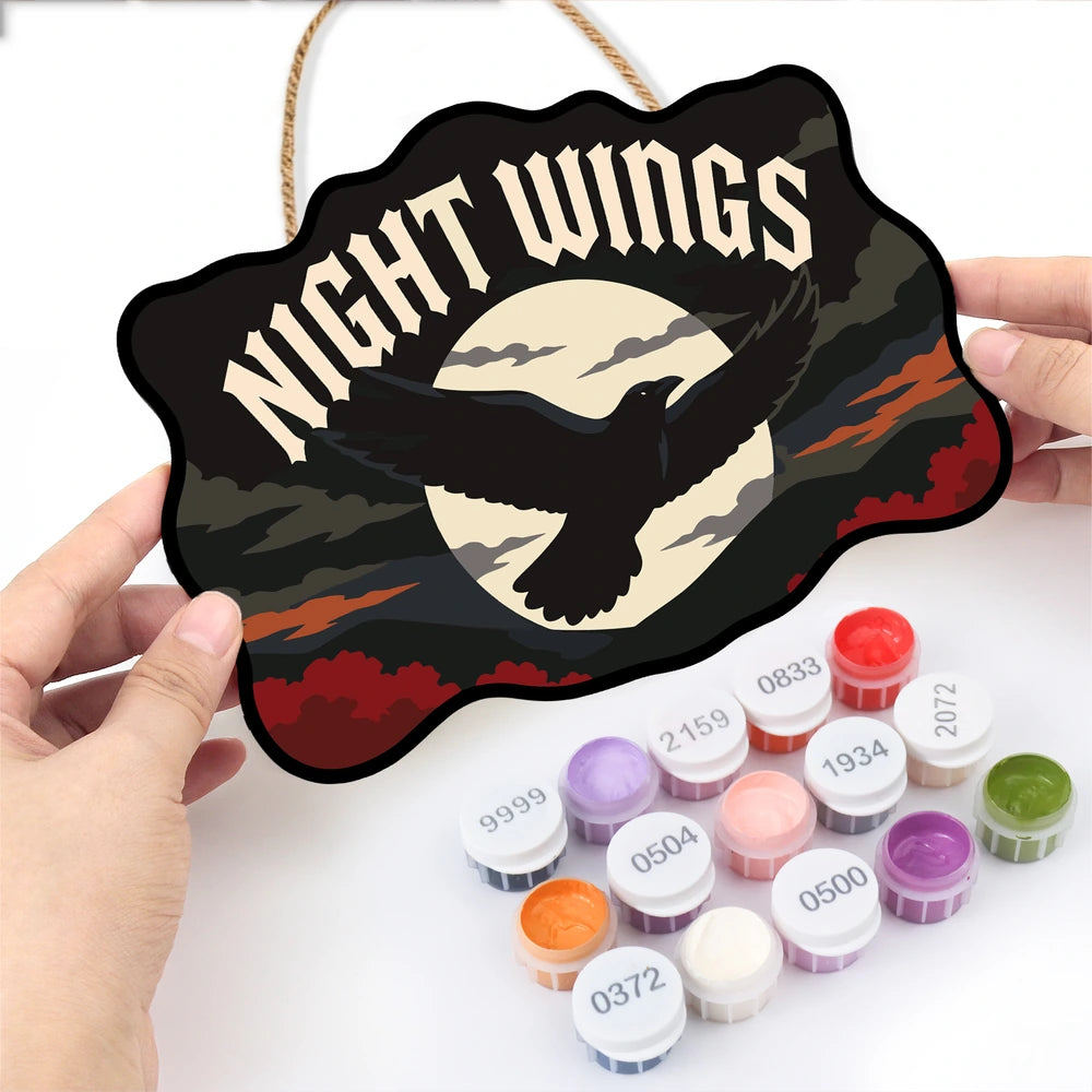 Paint by Numbers - Wooden Door Hanger | Night Wings