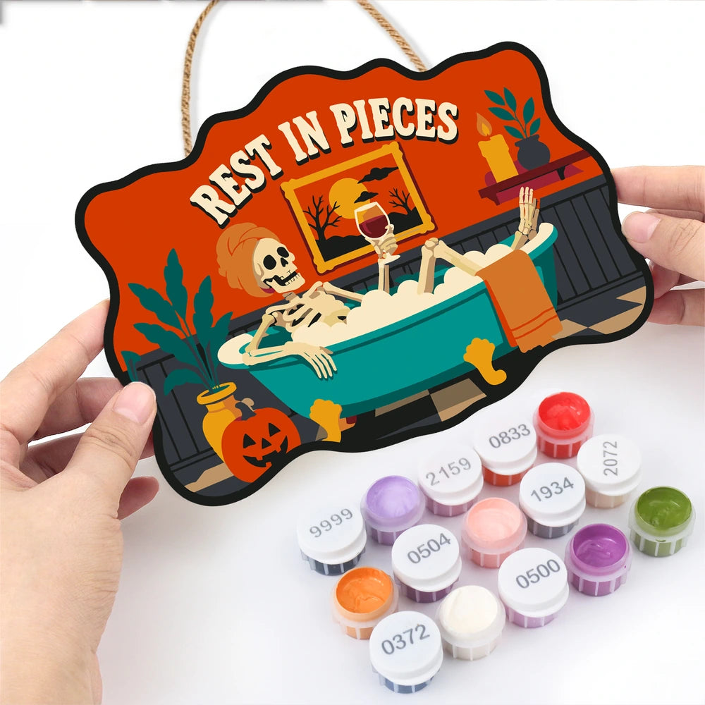 
Paint by Numbers - Wooden Door Hanger | Rest in Pieces