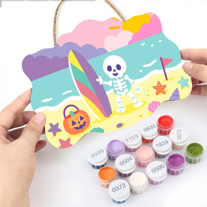 Paint by Numbers - Wooden Door Hanger | Skeleton at the Beach